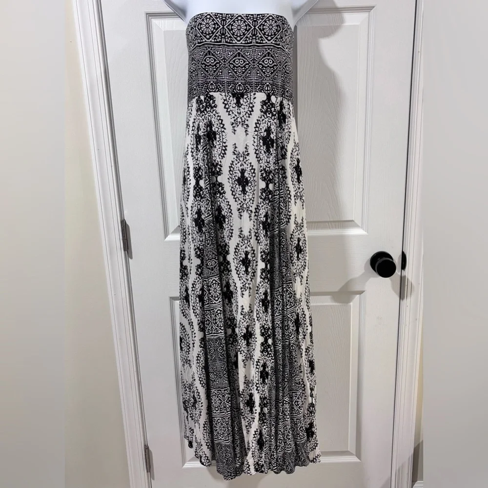 Free People Women Of The Water Maxi Dress Bandeau Black White Boho Small/Medium - Picture 1 of 12